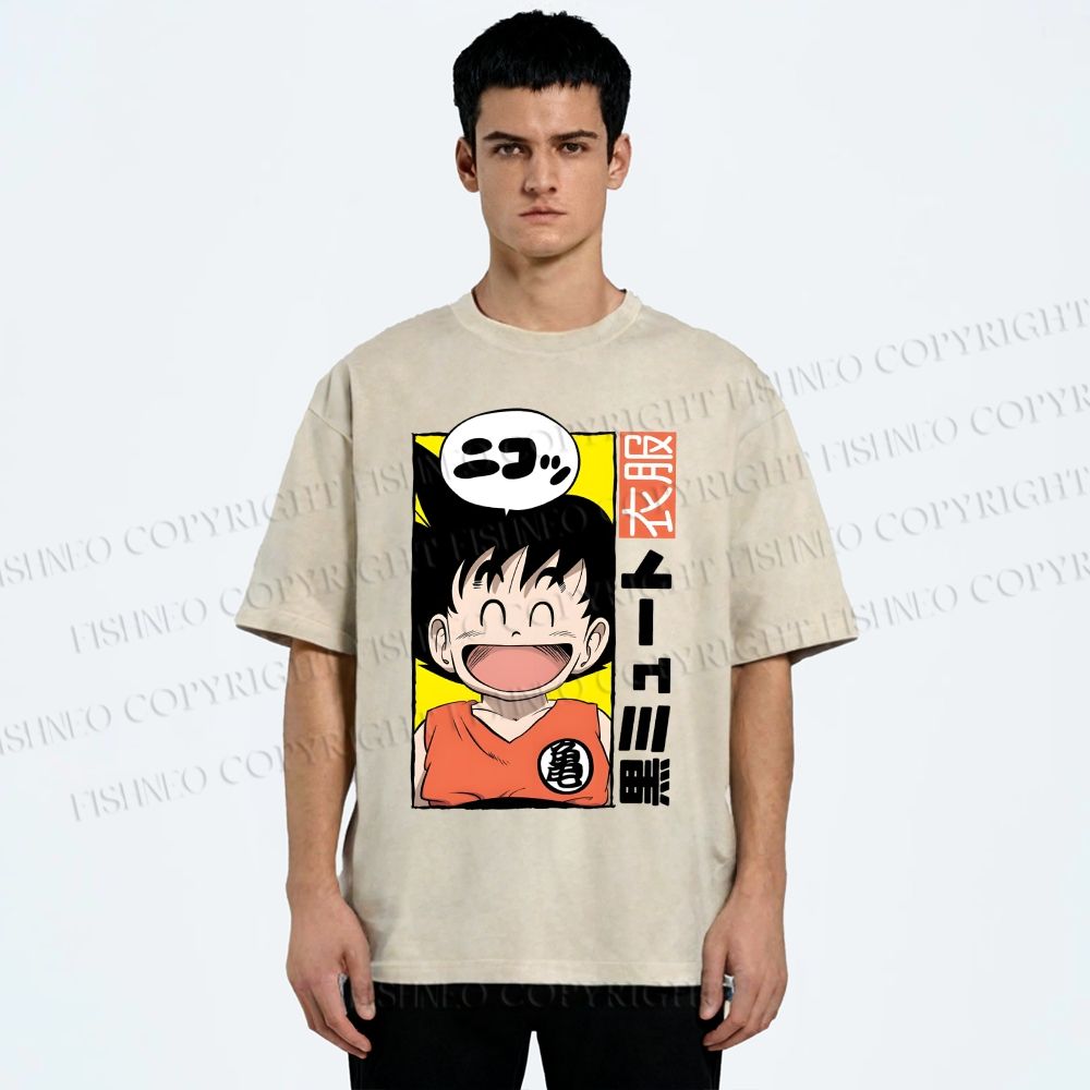 Unisex Son Goku Printed Washed Tee