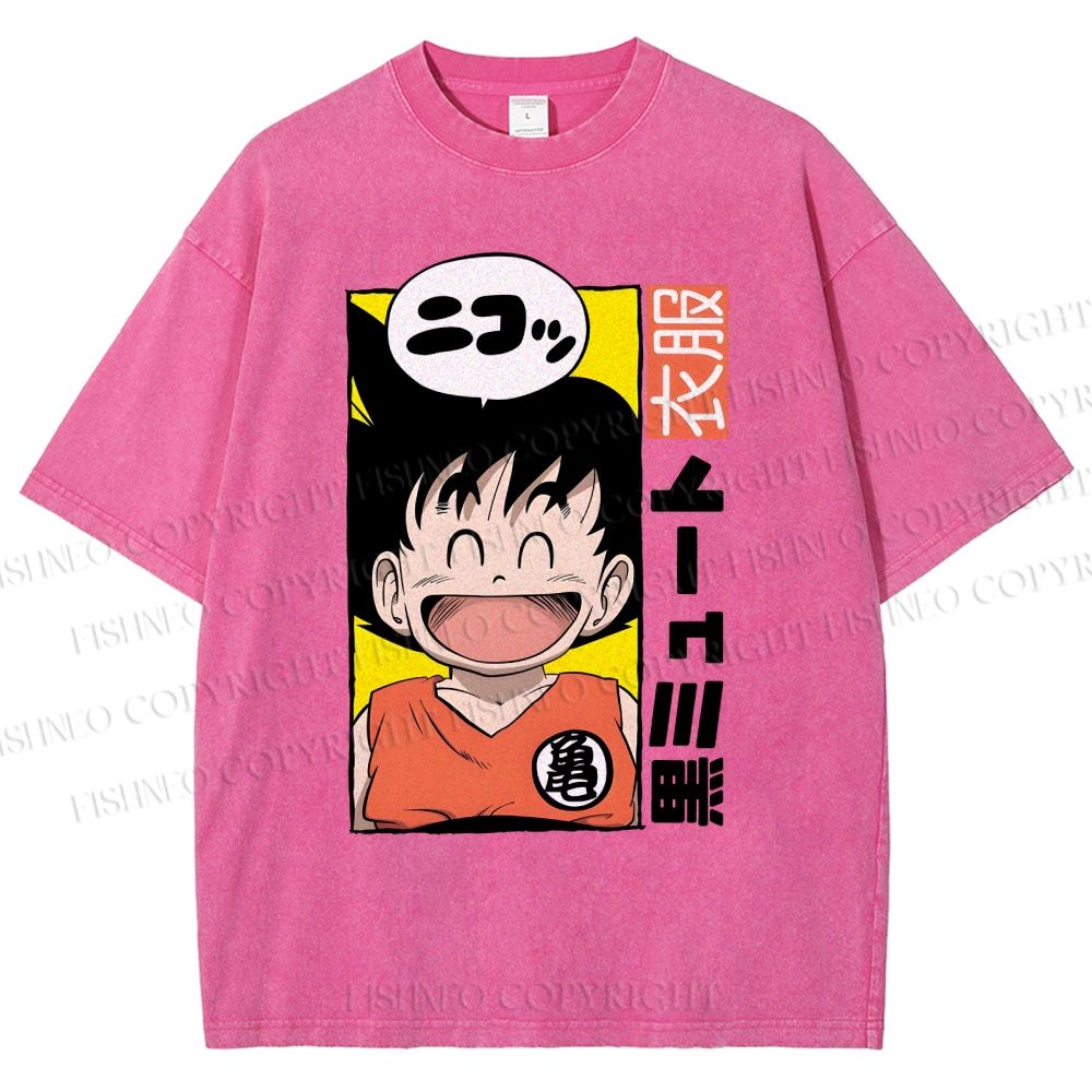 Unisex Son Goku Printed Washed Tee
