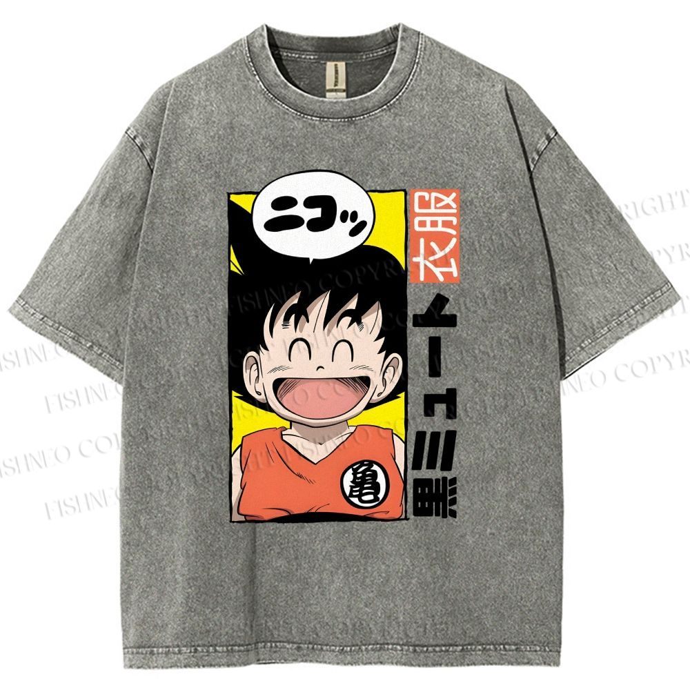 Unisex Son Goku Printed Washed Tee