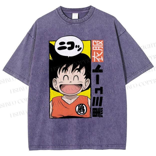 Unisex Son Goku Printed Washed Tee