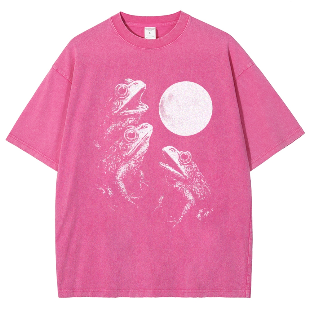 Frogs Howling To Moon Vintage Washed T-shirt