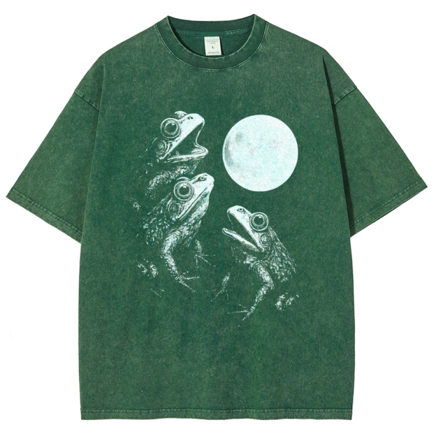 Frogs Howling To Moon Vintage Washed T-shirt