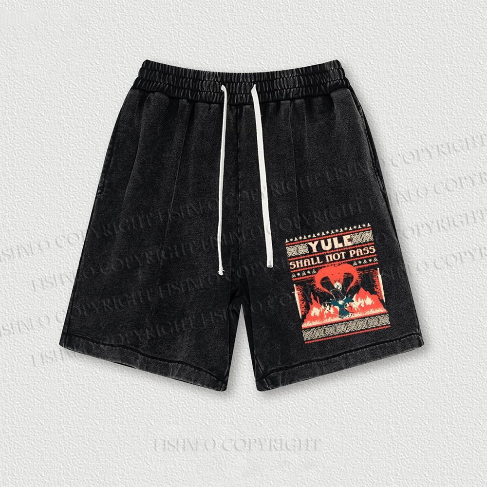 Yule Shall Not Pass Washed Vintage Shorts
