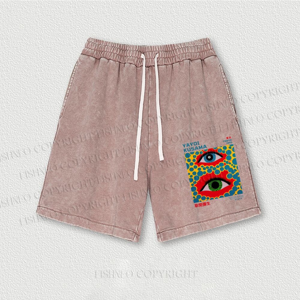 Japanese Yayoi Kusama Eye Washed Vintage Shorts