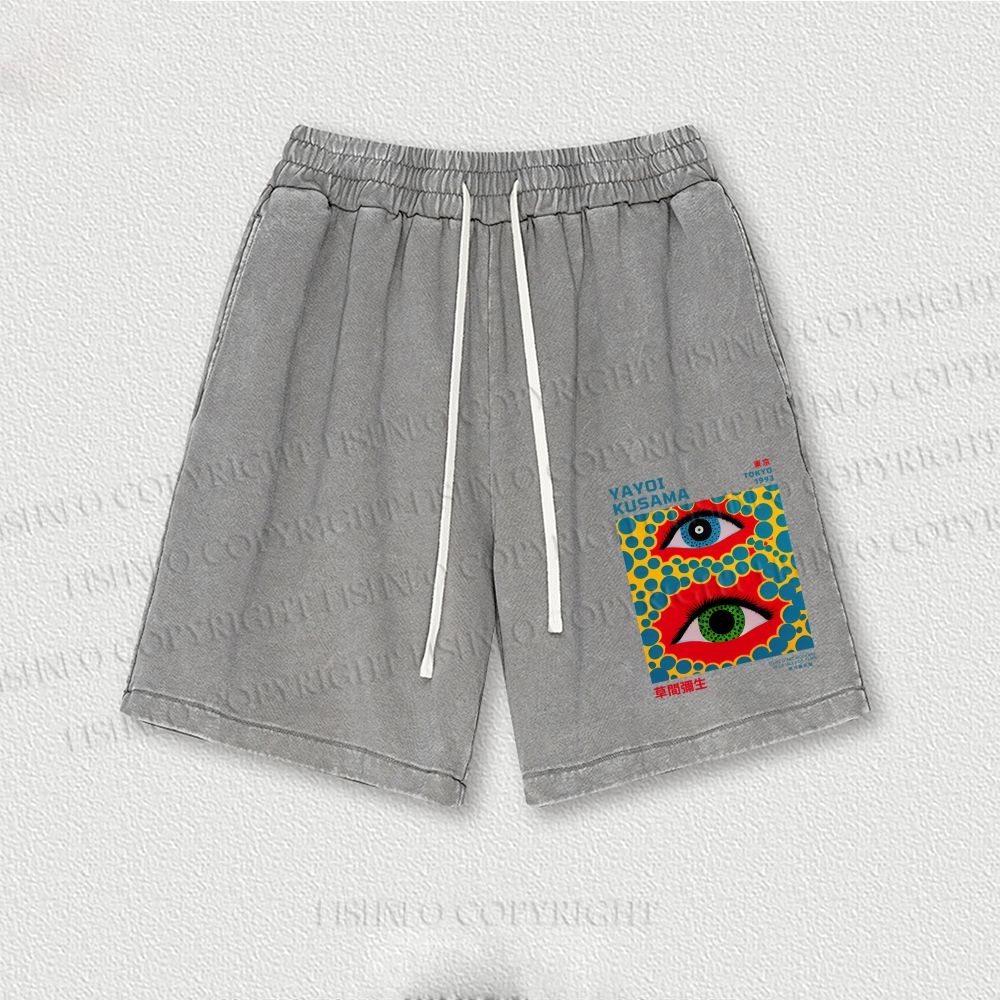 Japanese Yayoi Kusama Eye Washed Vintage Shorts