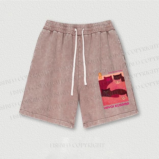 Pink Bears Yayoi Kusama Washed Vintage Shorts