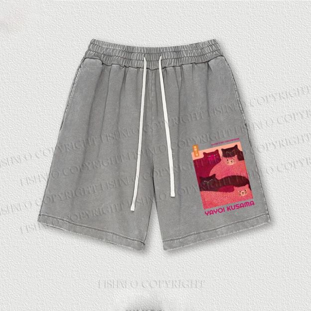 Pink Bears Yayoi Kusama Washed Vintage Shorts