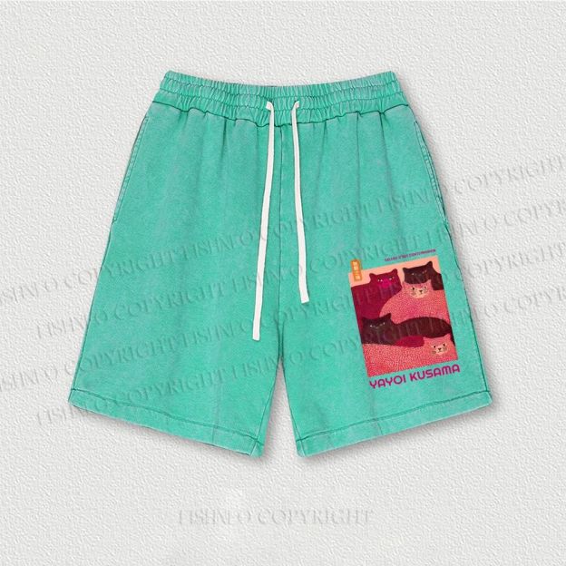 Pink Bears Yayoi Kusama Washed Vintage Shorts