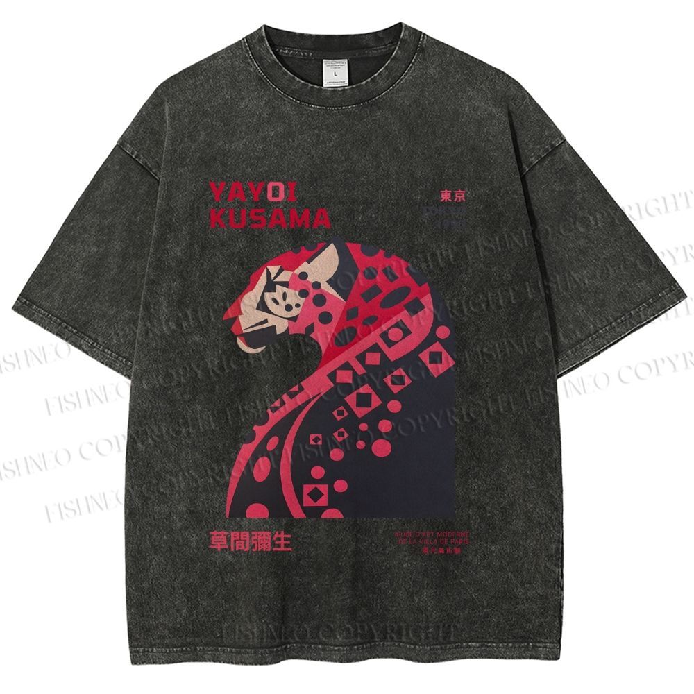 Unisex Pink Panther Yayoi Kusama Printed Washed Tee