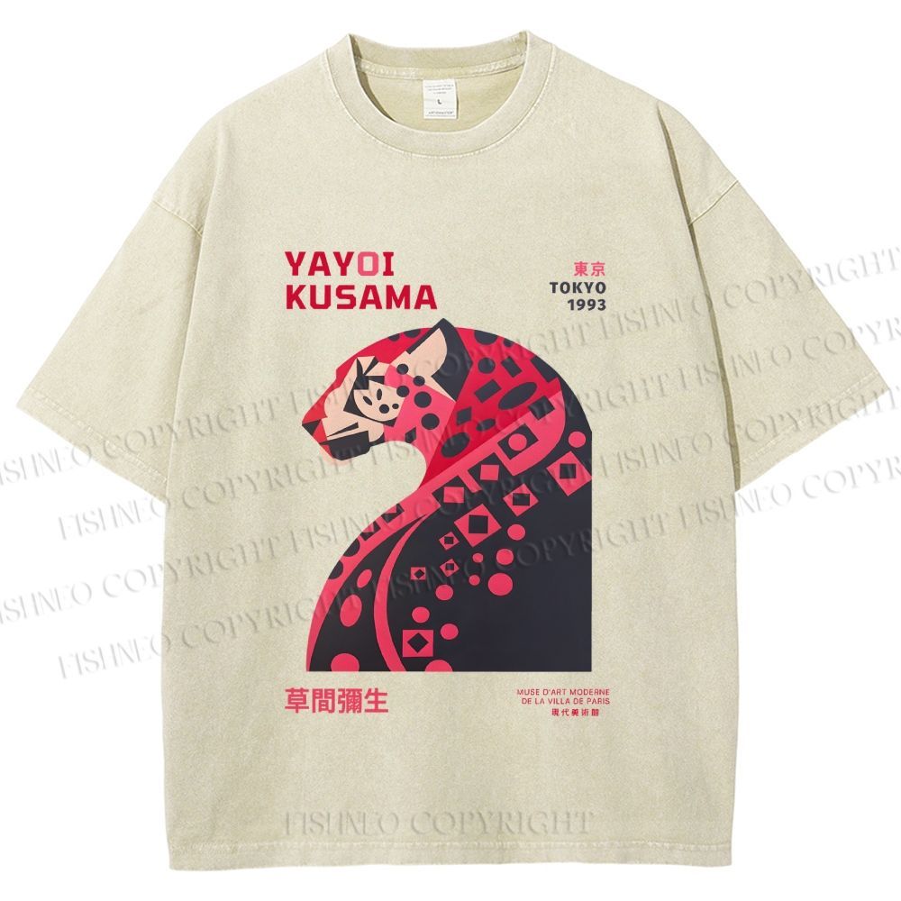 Unisex Pink Panther Yayoi Kusama Printed Washed Tee