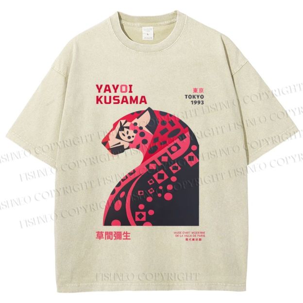 Unisex Pink Panther Yayoi Kusama Printed Washed Tee