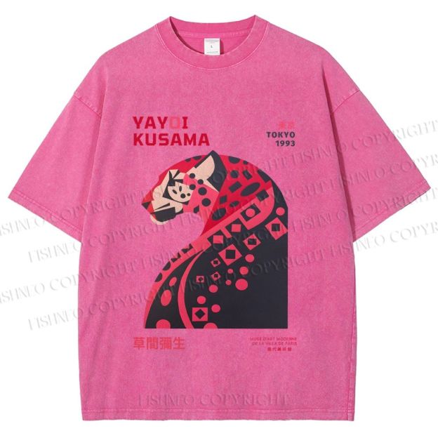 Unisex Pink Panther Yayoi Kusama Printed Washed Tee