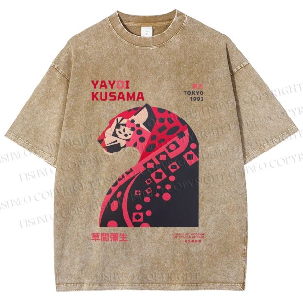 Unisex Pink Panther Yayoi Kusama Printed Washed Tee