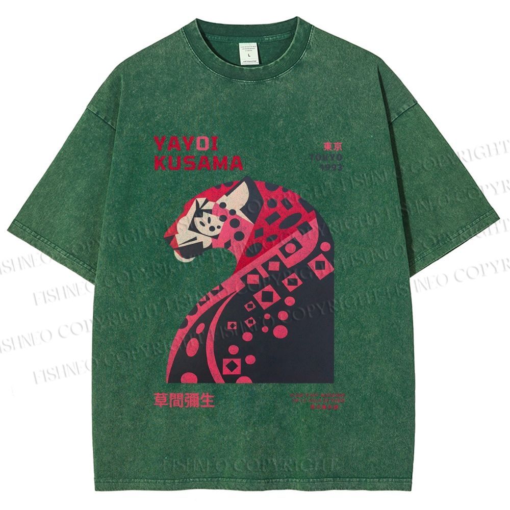 Unisex Pink Panther Yayoi Kusama Printed Washed Tee