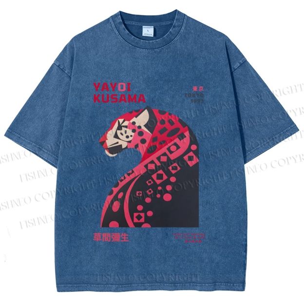 Unisex Pink Panther Yayoi Kusama Printed Washed Tee