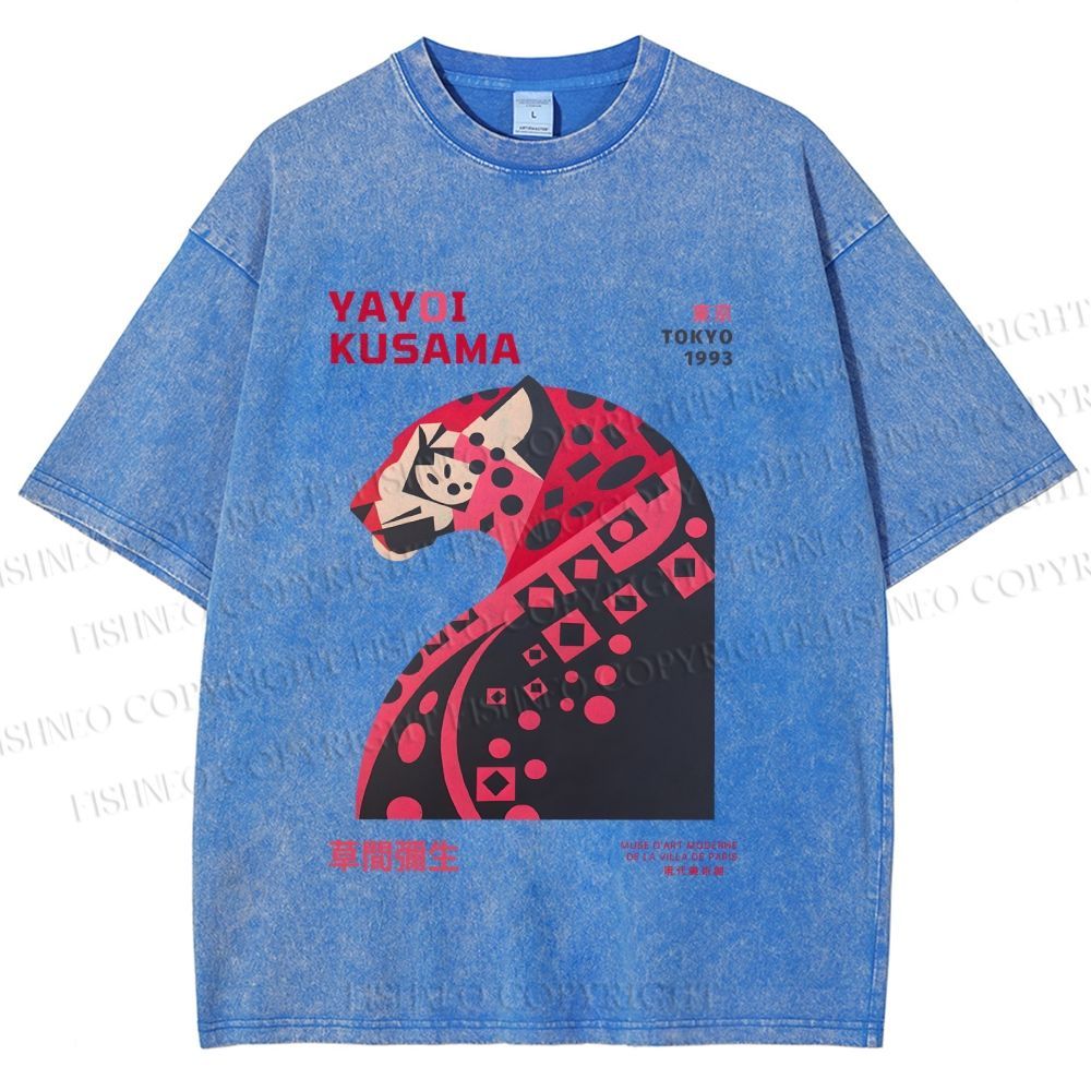 Unisex Pink Panther Yayoi Kusama Printed Washed Tee