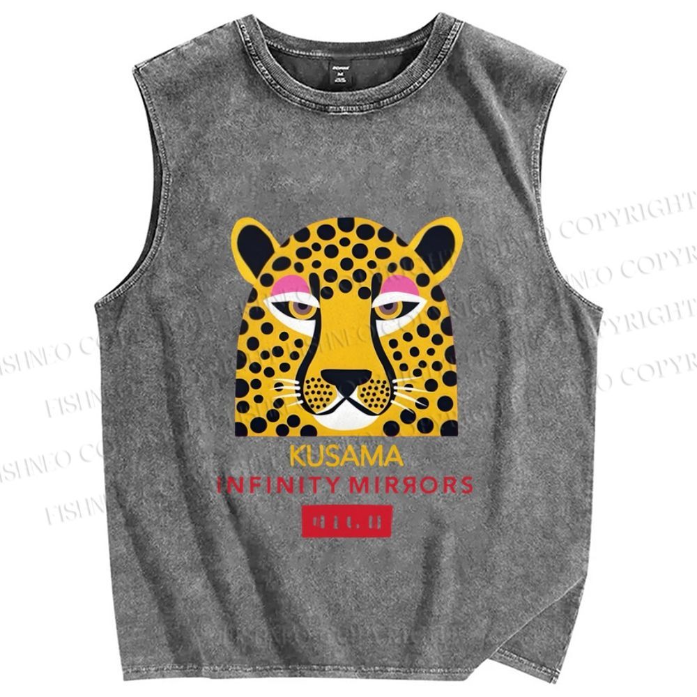 Unisex Yayoi Kusama Printed Washed Tank Top