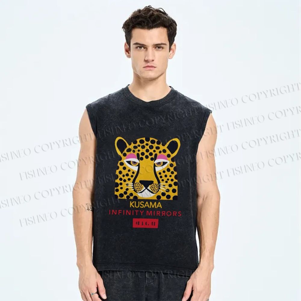 Unisex Yayoi Kusama Printed Washed Tank Top