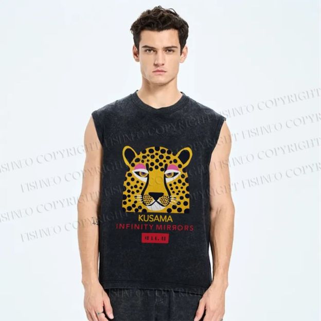 Unisex Yayoi Kusama Printed Washed Tank Top