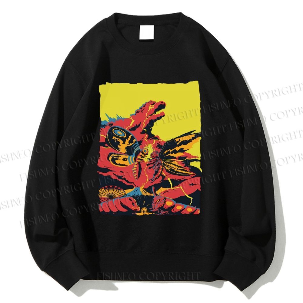 Unisex Godzilla Mothra Printed Sweatshirt