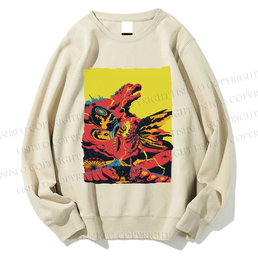 Unisex Godzilla Mothra Printed Sweatshirt