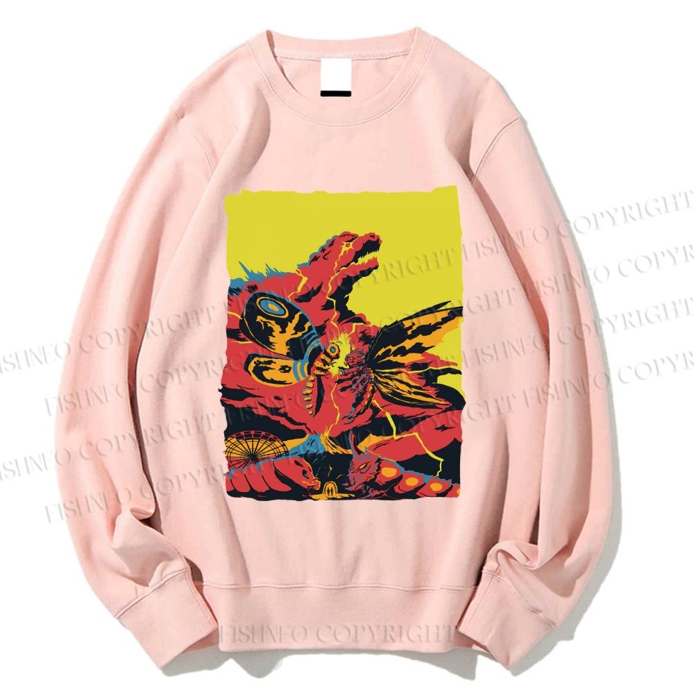 Unisex Godzilla Mothra Printed Sweatshirt