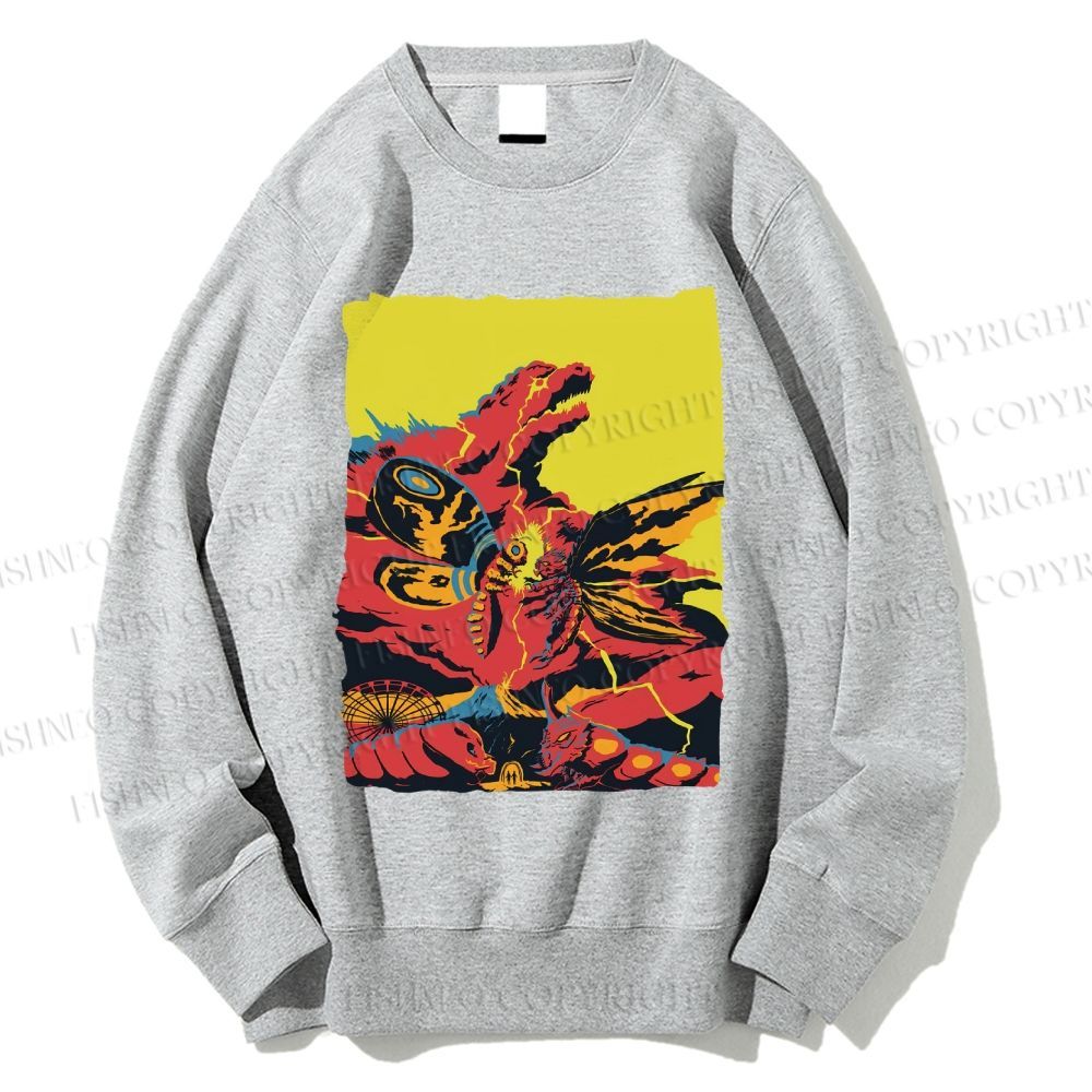 Unisex Godzilla Mothra Printed Sweatshirt