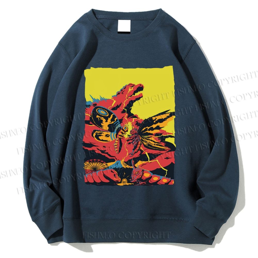 Unisex Godzilla Mothra Printed Sweatshirt