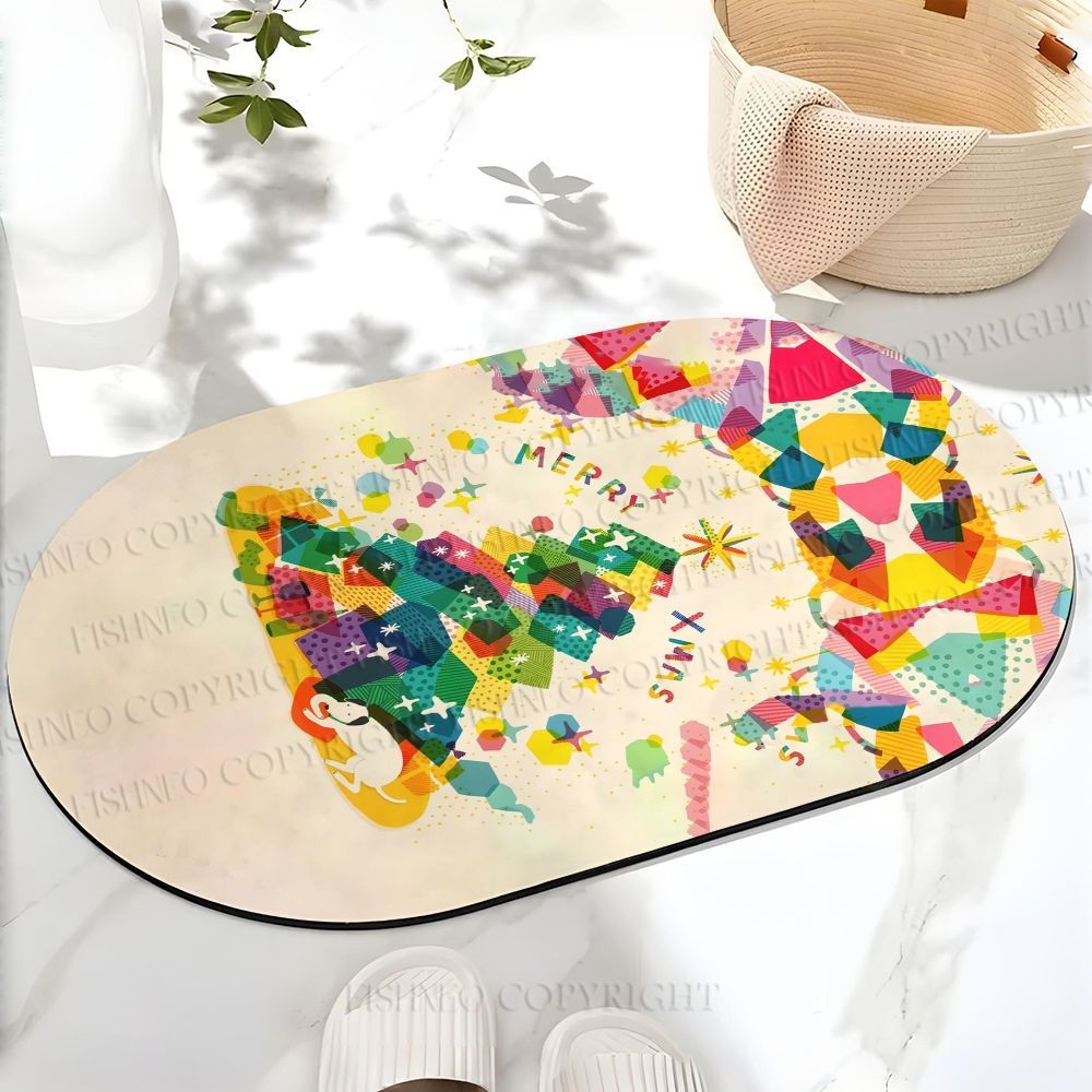 Christmas Tree Gift Printed Bath Mat