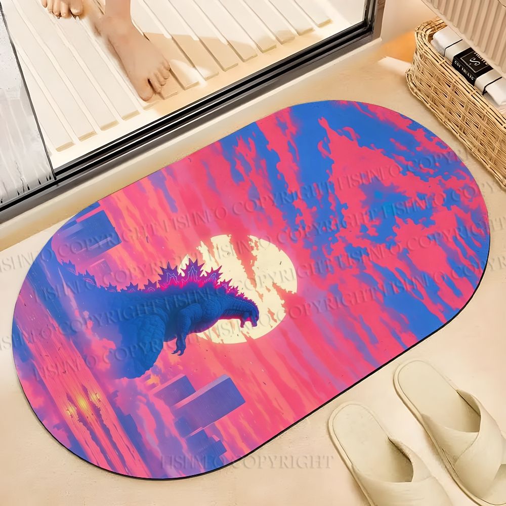 Godzilla Sunset Printed Bath Mat