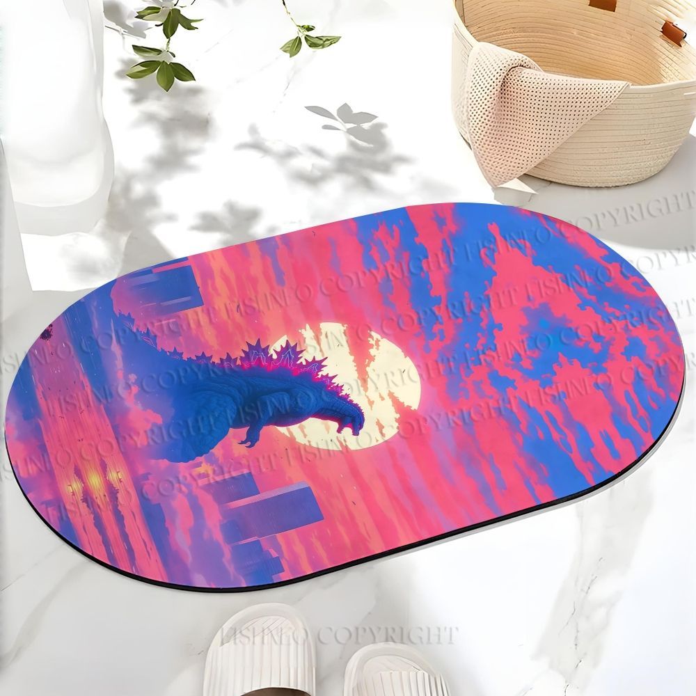 Godzilla Sunset Printed Bath Mat