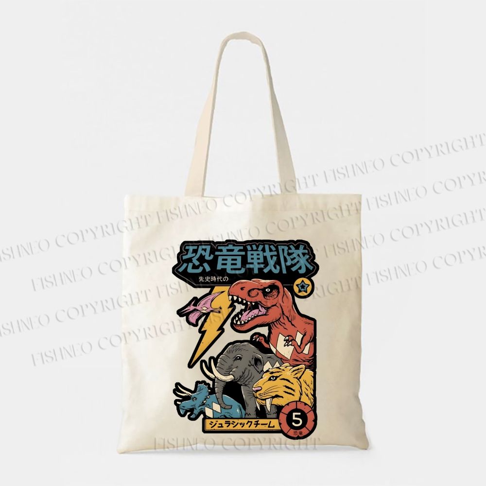 Dino Sentai Japanese Printed Tote Bag