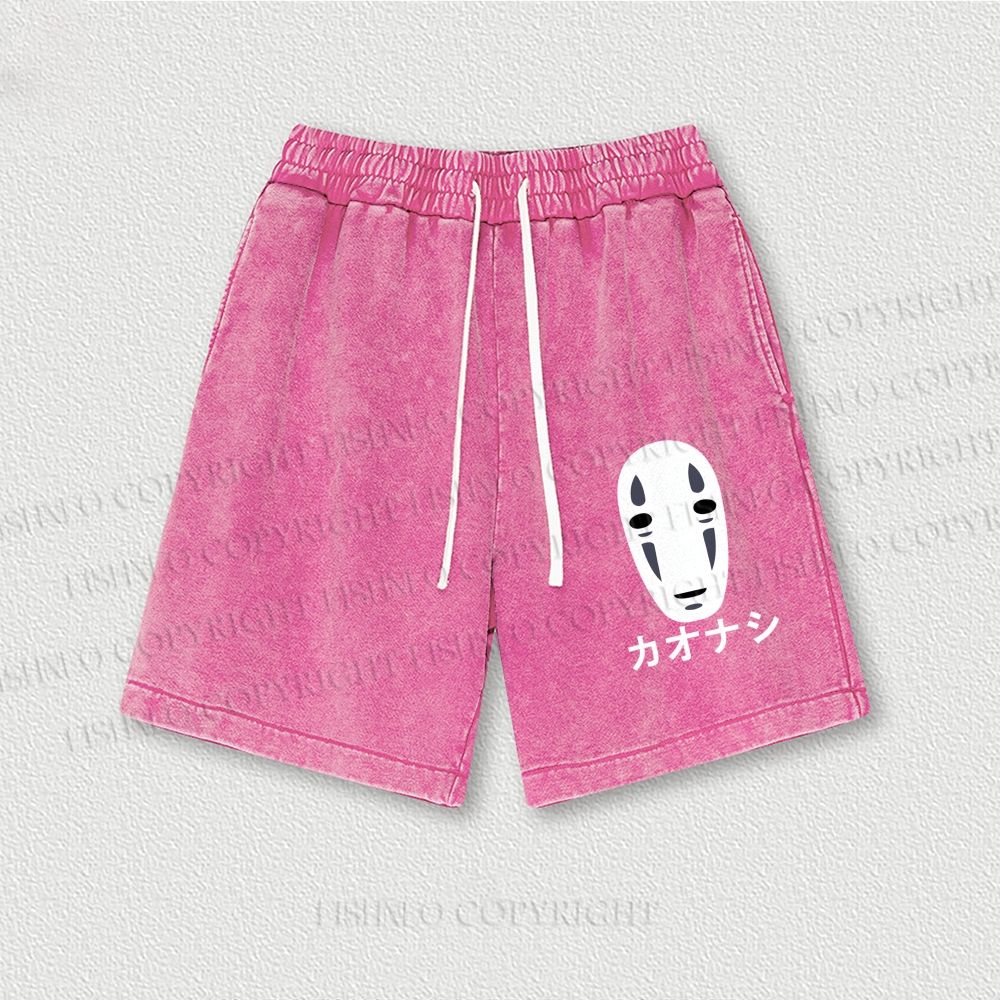 Faceless Man Printed Washed Vintage Shorts