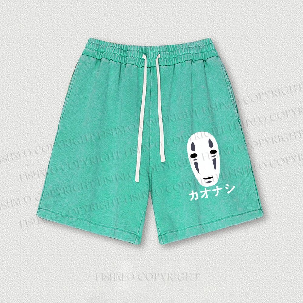 Faceless Man Printed Washed Vintage Shorts