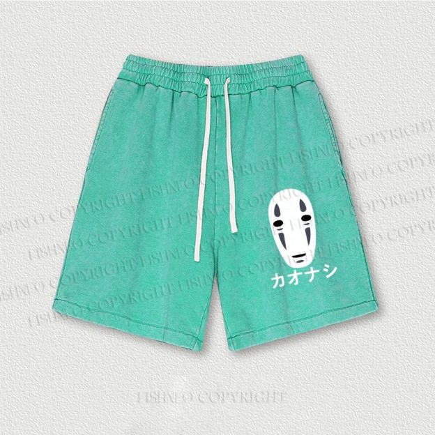 Faceless Man Printed Washed Vintage Shorts