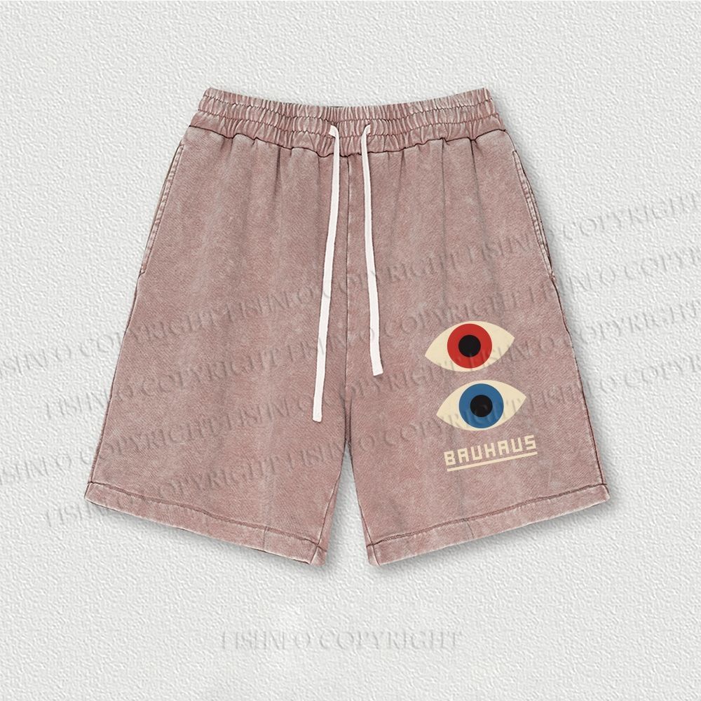Bauhaus Art Eyes Printed Washed Vintage Shorts