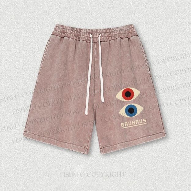 Bauhaus Art Eyes Printed Washed Vintage Shorts