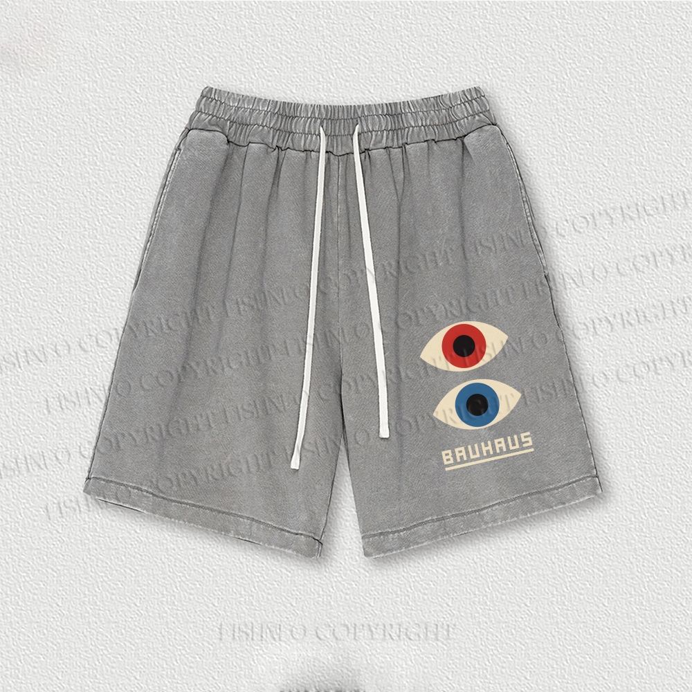 Bauhaus Art Eyes Printed Washed Vintage Shorts