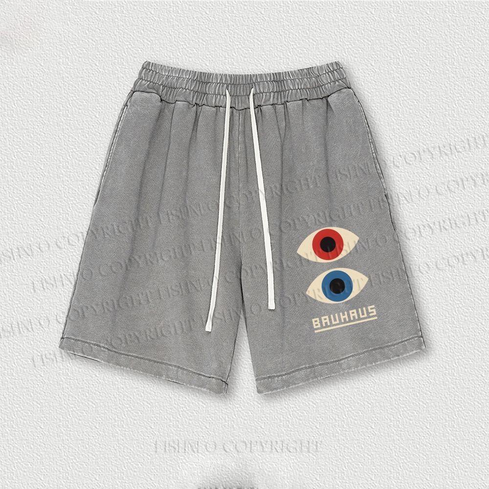 Bauhaus Art Eyes Printed Washed Vintage Shorts