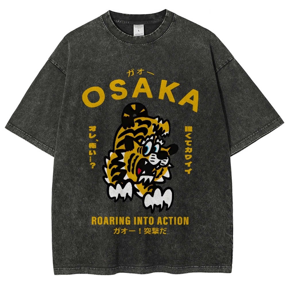 Osaka Tiger Vintage Wash Japanese Design T-Shirt