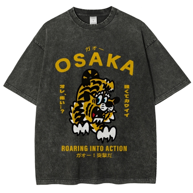 Osaka Tiger Vintage Wash Japanese Design T-Shirt