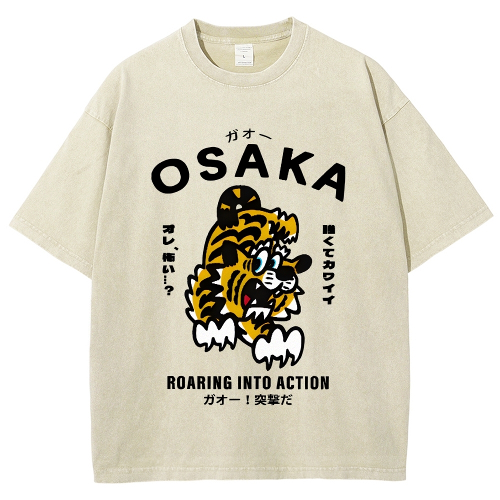 Osaka Tiger Vintage Wash Japanese Design T-Shirt