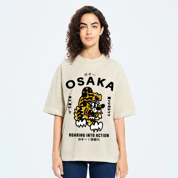 Osaka Tiger Vintage Wash Japanese Design T-Shirt