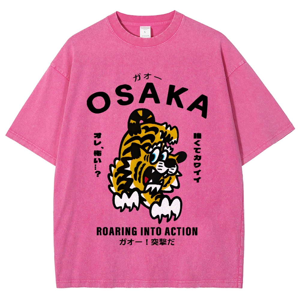 Osaka Tiger Vintage Wash Japanese Design T-Shirt