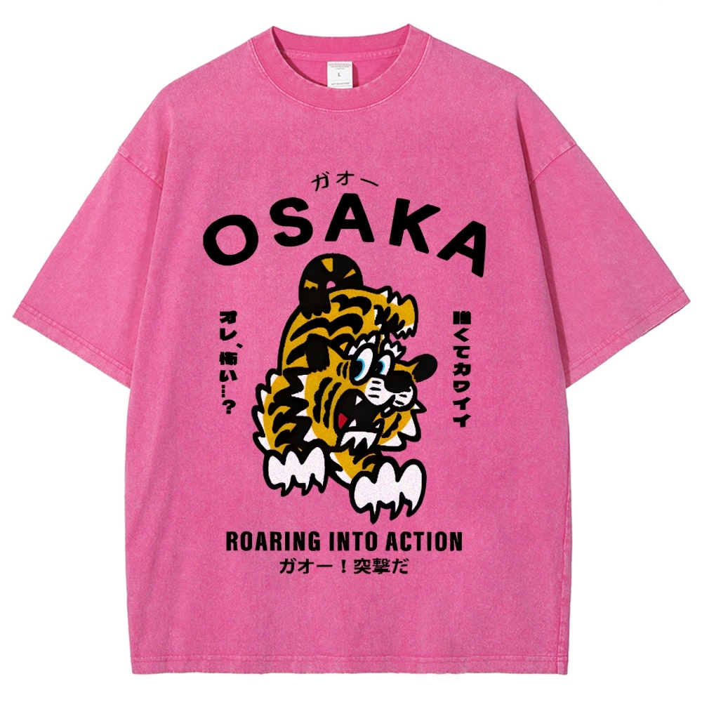 Osaka Tiger Vintage Wash Japanese Design T-Shirt