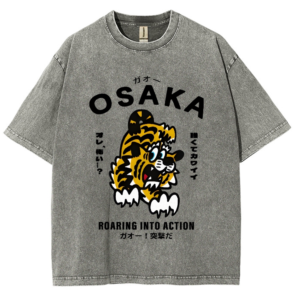 Osaka Tiger Vintage Wash Japanese Design T-Shirt