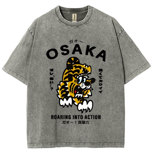 Osaka Tiger Vintage Wash Japanese Design T-Shirt