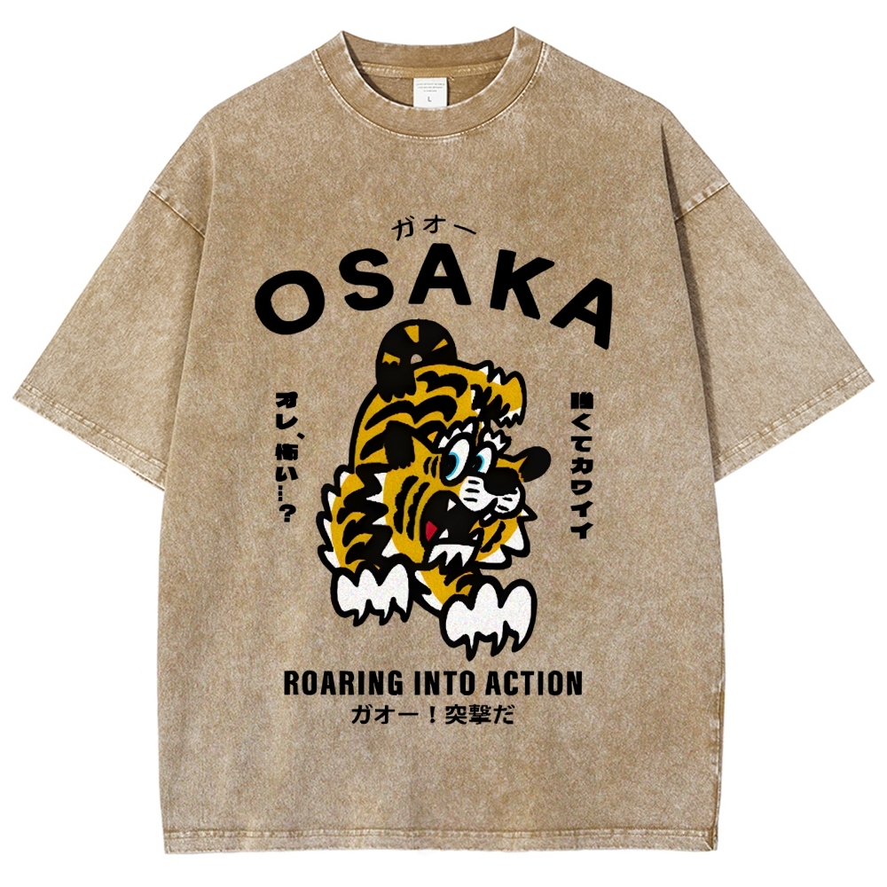 Osaka Tiger Vintage Wash Japanese Design T-Shirt