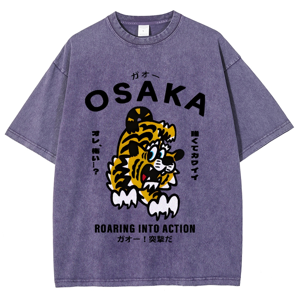 Osaka Tiger Vintage Wash Japanese Design T-Shirt