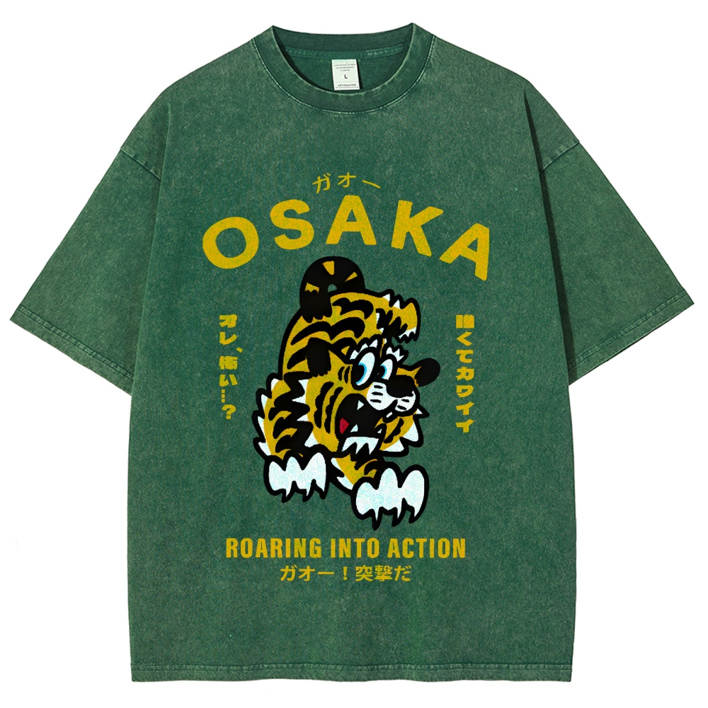 Osaka Tiger Vintage Wash Japanese Design T-Shirt